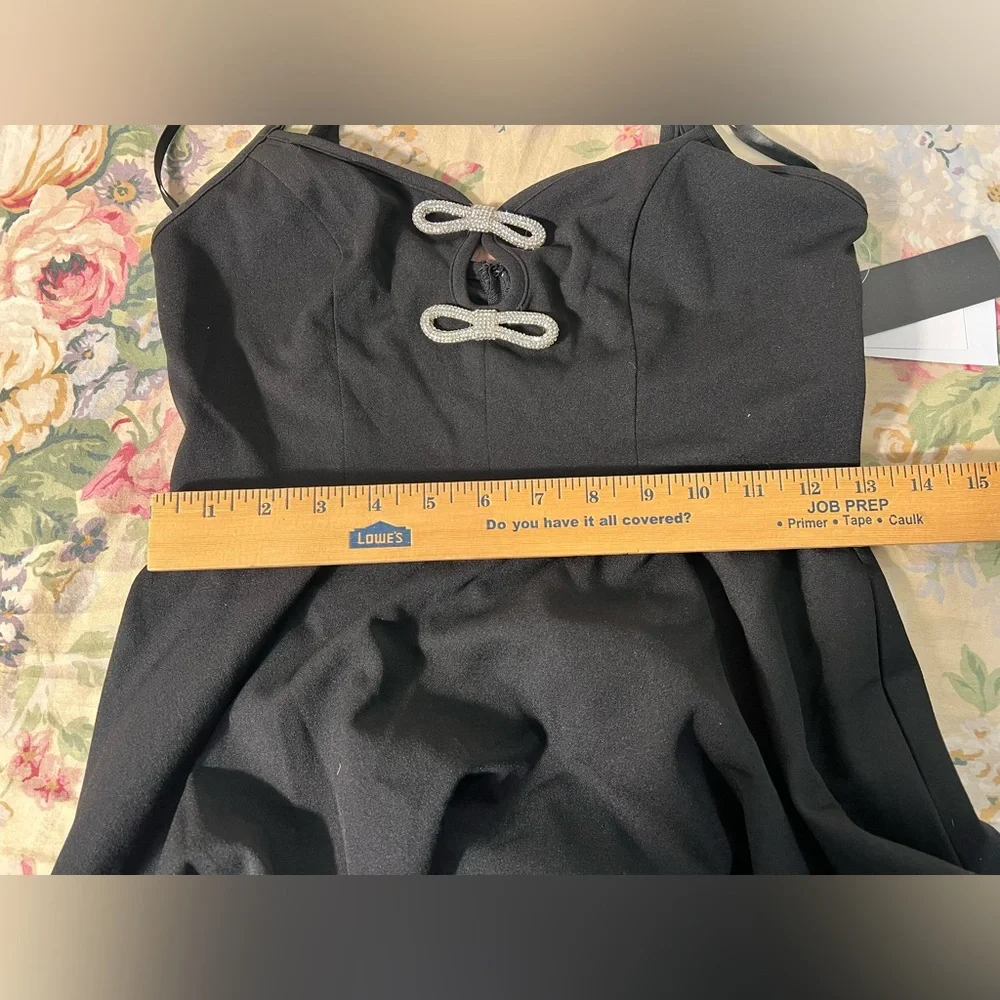 City Studio Black Mini Dress with Silver Bow Accents - Picture 11 of 12